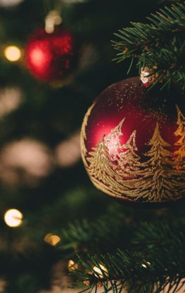 shallow focus photography of red bauble on christmas tree